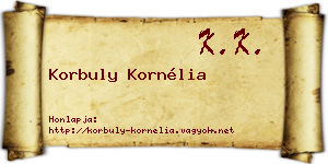 Korbuly Kornélia névjegykártya